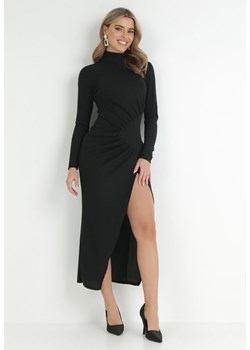 Czarna Sukienka z Asymetrycznym Marszczeniem Maxi Bose ze sklepu Born2be Odzież w kategorii Sukienki - zdjęcie 148128778