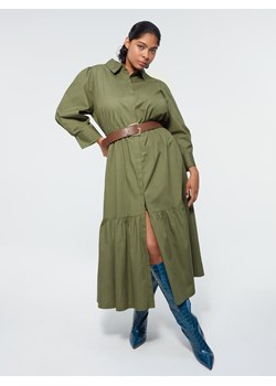 Reserved - Bawełniana sukienka z paskiem - Khaki ze sklepu Reserved w kategorii Sukienki - zdjęcie 148130747