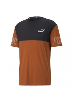 Męski t-shirt z nadrukiem PUMA Power Colorblock Tee - pomarańczowy ze sklepu Sportstylestory.com w kategorii T-shirty męskie - zdjęcie 148152048
