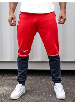 Czerwone z nadrukiem dresowe spodnie męskie Denley AM85A ze sklepu Denley w kategorii Spodnie męskie - zdjęcie 148158527