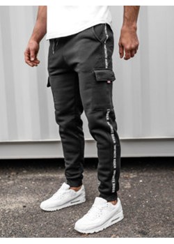 Czarne bojówki spodnie męskie joggery dresowe Denley JX8715B ze sklepu Denley w kategorii Spodnie męskie - zdjęcie 148158529