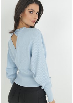 Jasnoniebieski Kopertowy Sweter z Klamerką Gelfi ze sklepu Born2be Odzież w kategorii Swetry damskie - zdjęcie 148161886