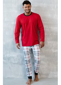 Piżama męska  Andros z długim rękawem i długimi nogawkami, Kolor czerwony-wzór, Rozmiar S, Italian Fashion ze sklepu Intymna w kategorii Piżamy męskie - zdjęcie 148273037