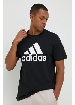 adidas t-shirt bawełniany Essentials kolor czarny z nadrukiem IC9347 ze sklepu ANSWEAR.com w kategorii T-shirty męskie - zdjęcie 148276616