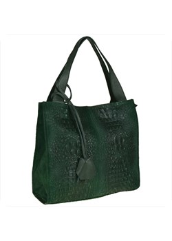 Torebka włoska shopper bag skóra naturalna zieleń butelkowa wzór ze sklepu melon.pl w kategorii Torby Shopper bag - zdjęcie 148311319