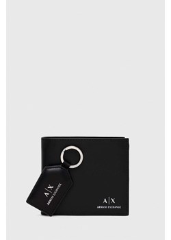 Armani Exchange portfel i brelok skórzany męski kolor czarny 958487 CC845 ze sklepu ANSWEAR.com w kategorii Portfele męskie - zdjęcie 148311996