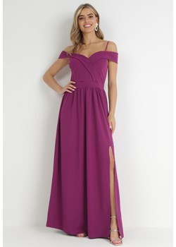 Fioletowa Rozkloszowana Sukienka na Ramiączkach Maxi Chilli ze sklepu Born2be Odzież w kategorii Sukienki - zdjęcie 148313366