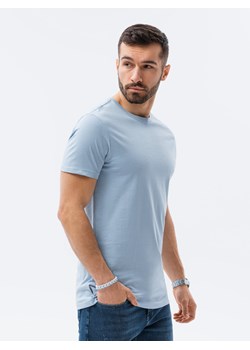 T-shirt męski bawełniany BASIC - błękitny V19 S1370 ze sklepu ombre w kategorii T-shirty męskie - zdjęcie 148343695