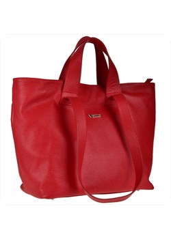 Vezze torba skórzana shopper bag czerwona na ramię i do ręki ze sklepu melon.pl w kategorii Torby Shopper bag - zdjęcie 148355498