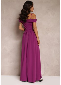 Fioletowa Sukienka Koktajlowa z Głębokim Dekoltem Maxi Gelfe ze sklepu Renee odzież w kategorii Sukienki - zdjęcie 148389297