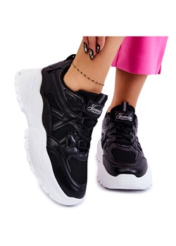 BM Klasyczne Sneakersy Na Platformie Czarne Larec ze sklepu ButyModne.pl w kategorii Buty sportowe damskie - zdjęcie 148396835