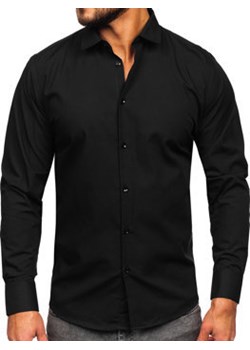 Czarna koszula męska elegancka z długim rękawem slim fit Denley MS14 ze sklepu Denley w kategorii Koszule męskie - zdjęcie 148398305