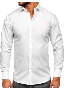 Biała koszula męska elegancka z długim rękawem slim fit Denley MS13 ze sklepu Denley w kategorii Koszule męskie - zdjęcie 148398306