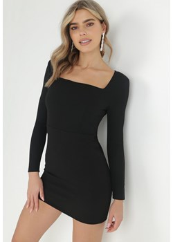 Czarna Sukienka Mini z Kwadratowym Dekoltem Sahari ze sklepu Born2be Odzież w kategorii Sukienki - zdjęcie 148431807