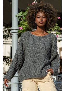 Sweter oversize w kolorze szarym F1499, Kolor szary, Rozmiar S/M, Fobya ze sklepu Primodo w kategorii Swetry damskie - zdjęcie 148445617