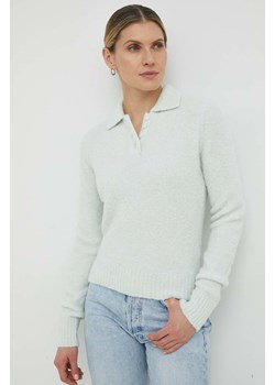 Samsoe Samsoe sweter wełniany damski kolor zielony ze sklepu ANSWEAR.com w kategorii Swetry damskie - zdjęcie 148455415
