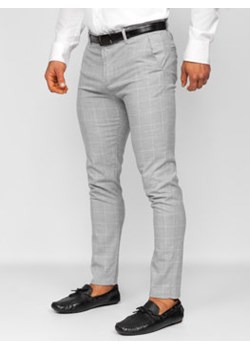 Szare spodnie materiałowe chinosy w kratę męskie Denley 0040 ze sklepu Denley w kategorii Spodnie męskie - zdjęcie 148461115