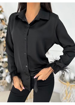 Czarna Koszula z Piórkami ze sklepu ModnaKiecka.pl w kategorii Koszule damskie - zdjęcie 148471249