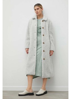 Samsoe Samsoe płaszcz wełniany Eloise kolor szary przejściowy oversize ze sklepu ANSWEAR.com w kategorii Płaszcze damskie - zdjęcie 148478646