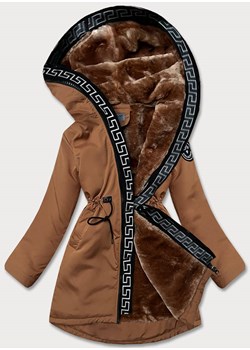 Damska kurtka z futrzaną podszewką karmelowa (B8116-22) ze sklepu goodlookin.pl w kategorii Parki damskie - zdjęcie 148485869