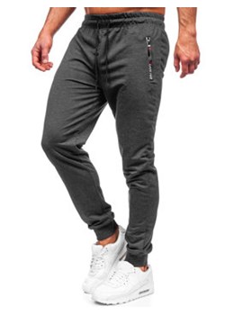 Grafitowe spodnie męskie joggery dresowe Denley JX5003 ze sklepu Denley w kategorii Spodnie męskie - zdjęcie 148502608