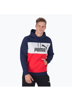 Bluza z kapturem męska PUMA Ess+ Colorblock granatowo-czerwona 670168 06 ze sklepu sportano.pl w kategorii Bluzy męskie - zdjęcie 148508297