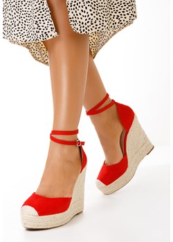Czerwone espadryle na koturnie Saniza ze sklepu Zapatos w kategorii Espadryle damskie - zdjęcie 148525037