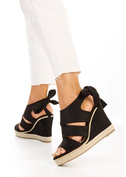 Czarne sandały na koturnie Nicoletta ze sklepu Zapatos w kategorii Espadryle damskie - zdjęcie 148525738