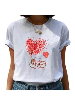 Biały T-shirt Z Grafiką ze sklepu ParinePL w kategorii Bluzki damskie - zdjęcie 148585518