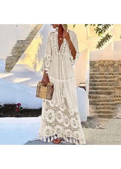 Sukienka Plażowa Boho Z Długim Rękawem ze sklepu ParinePL w kategorii Odzież plażowa - zdjęcie 148590349