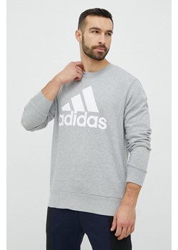 adidas bluza bawełniana męska kolor szary z nadrukiem ze sklepu ANSWEAR.com w kategorii Bluzy męskie - zdjęcie 148618157