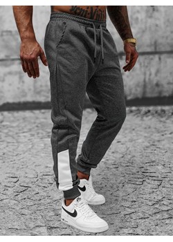 Spodnie dresowe męskie grafitowe OZONEE JS/8K173 ze sklepu ozonee.pl w kategorii Spodnie męskie - zdjęcie 148645625