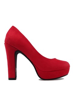 Czerwone zamszowe buty na platformie słupek ze sklepu Kokietki w kategorii Czółenka - zdjęcie 148646167