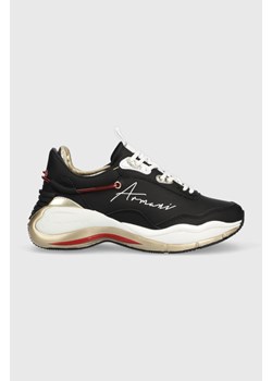 Emporio Armani sneakersy skórzane kolor czarny X3X173 XN759 M700 ze sklepu ANSWEAR.com w kategorii Buty sportowe damskie - zdjęcie 148654506