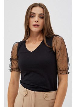 Czarna bluzka z ozdobnymi bufiastymi rękawami 4000, Kolor czarny, Rozmiar XS, Moodo ze sklepu Primodo w kategorii Bluzki damskie - zdjęcie 148677596
