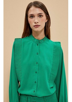 Elegancka koszula damska z plisowaniem w kolorze zielonym 4009, Kolor zielony, Rozmiar XS, Moodo ze sklepu Primodo w kategorii Koszule damskie - zdjęcie 148677667