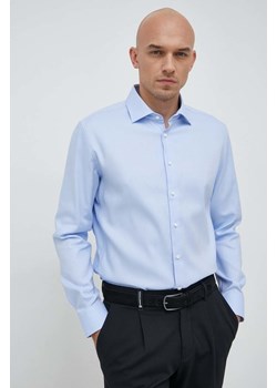 Seidensticker koszula bawełniana męska kolor niebieski slim z kołnierzykiem klasycznym 01.653690 ze sklepu ANSWEAR.com w kategorii Koszule męskie - zdjęcie 148988106