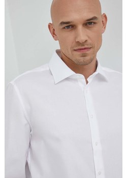 Seidensticker koszula bawełniana męska kolor biały slim z kołnierzykiem klasycznym ze sklepu ANSWEAR.com w kategorii Koszule męskie - zdjęcie 148988147