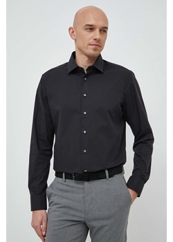 Seidensticker koszula bawełniana męska kolor czarny slim z kołnierzykiem klasycznym 01.693690 ze sklepu ANSWEAR.com w kategorii Koszule męskie - zdjęcie 148988157