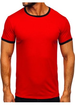 Czerwony bez nadruku  t-shirt męski Denley 8T83 ze sklepu Denley w kategorii T-shirty męskie - zdjęcie 148992967