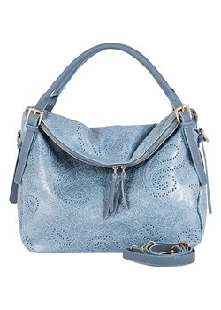 Skórzana torebka w kolorze błękitnym - 40 x 36 x 16 cm ze sklepu Limango Polska w kategorii Torby Shopper bag - zdjęcie 149005238