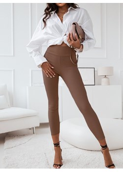 Prążkowane legginsy Amerii - odcienie brązu - odcienie brązu ze sklepu pakuten.pl w kategorii Spodnie damskie - zdjęcie 149033239