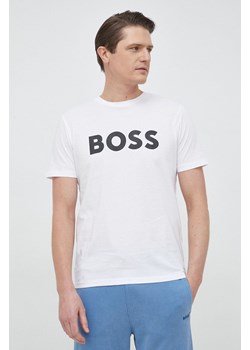 BOSS t-shirt bawełniany BOSS CASUAL kolor biały z nadrukiem ze sklepu ANSWEAR.com w kategorii T-shirty męskie - zdjęcie 149038808