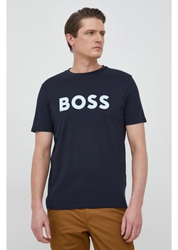 BOSS t-shirt bawełniany BOSS CASUAL kolor granatowy z nadrukiem ze sklepu ANSWEAR.com w kategorii T-shirty męskie - zdjęcie 149038815