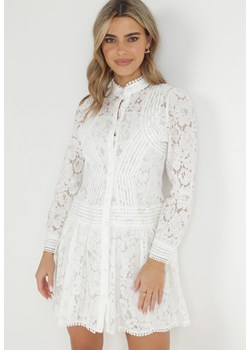 Biała Koszulowa Sukienka z Koronką Jolley ze sklepu Born2be Odzież w kategorii Sukienki - zdjęcie 149064626