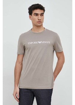 Emporio Armani t-shirt bawełniany kolor beżowy z nadrukiem 8N1TN5 1JPZZ ze sklepu ANSWEAR.com w kategorii T-shirty męskie - zdjęcie 149103697