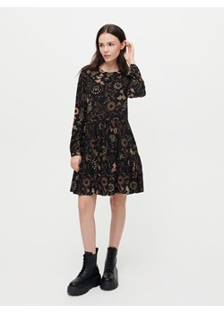 Wzorzysta sukienka babydoll z wiskozy czarna - Wielobarwny ze sklepu House w kategorii Sukienki - zdjęcie 149138507