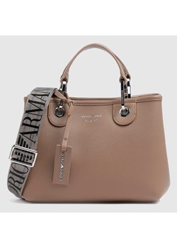 Emporio Armani - Mała jasnobrązowa torebka damska z saszetką i brelokiem ze sklepu outfit.pl w kategorii Torby Shopper bag - zdjęcie 149161428