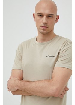 Columbia t-shirt męski kolor beżowy z nadrukiem 1680053.SS23-112 ze sklepu ANSWEAR.com w kategorii T-shirty męskie - zdjęcie 149199045