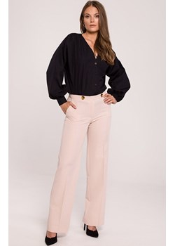 Spodnie z prostymi nogawkami K114, Kolor beżowy, Rozmiar L, makover ze sklepu Primodo w kategorii Spodnie damskie - zdjęcie 149320819
